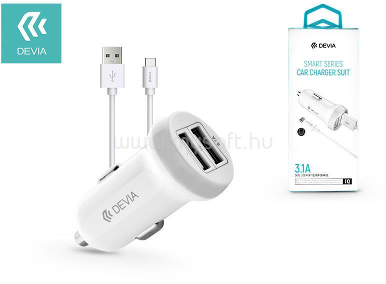 DEVIA ST331190 Devia Smart dual port Type-C 3.1a/2xUSB/Type-C kábel autós töltő