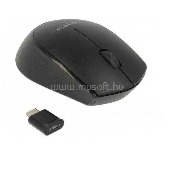 DELOCK optikai wireless USB Type-C fekete egér