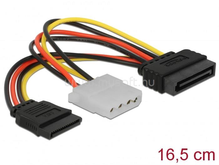 DELOCK 15 tűs SATA (apa) - 4 tűs Molex (anya) + 15 tűs SATA (anya) hálózati kábel