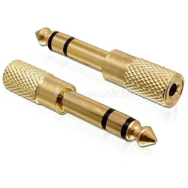 DELOCK sztereó jack apa 6.35 mm > sztereó jack anya 3.5 mm 3 pin fém adapter