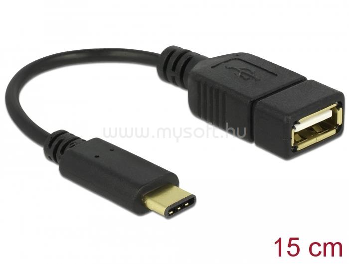 DELOCK 15cm USB Type-C 2.0 apa - USB 2.0 A típusú anya fekete adatkábel