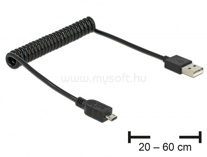DELOCK USB 2.0-A apa > Micro USB-B apa spirál kábel