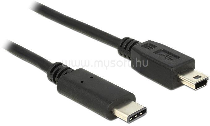 DELOCK 1m USB Type-C 2.0 apa - USB 2.0 mini-B típusú apa fekete kábel