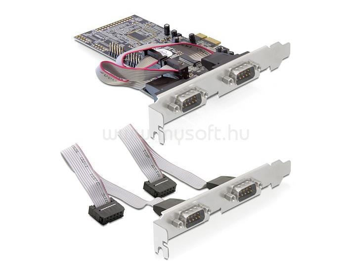 DELOCK PCI-e Bővítőkártya 4x Soros port + Low Profile