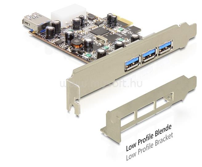 DELOCK PCI-e Bővítőkártya 3x külső + 1x belső USB 3.0 port + Low Profile