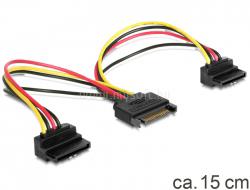 DELOCK Cable Power SATA 15pin > 2x SATA HDD - angled DL60128 small