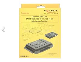 DELOCK Átalakító USB 3.0 to SATA3 / IDE 40 / IDE 44 pin, backup gomb DL61486 small