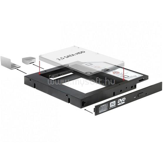 DELOCK SATA HDD-hez Átalakító Slim SATA 5.25 beépítő keret 2.5" 12.5mm-ig