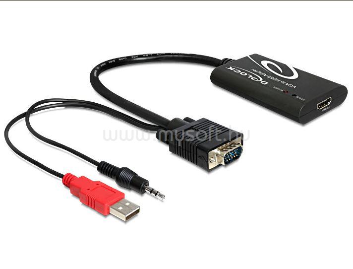 DELOCK Átalakító VGA to HDMI audió funkcióval