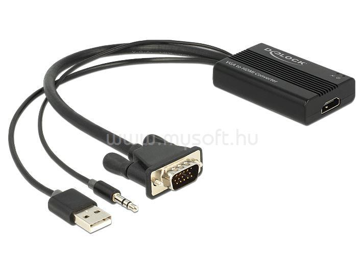 DELOCK Átalakító VGA to HDMI audió funkcióval