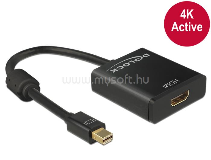 DELOCK Átalakító mini Displayport 1.2 male to HDMI female 4K aktív, fekete