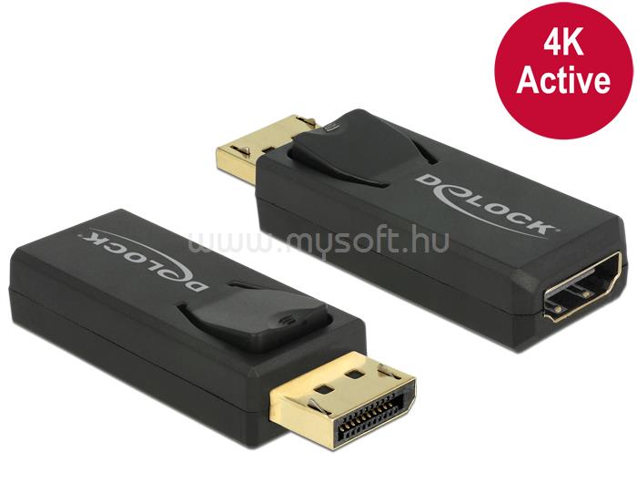 DELOCK DisplayPort 1.2-dugós csatlakozó > HDMI-csatlakozóhüvely 4K aktív fekete