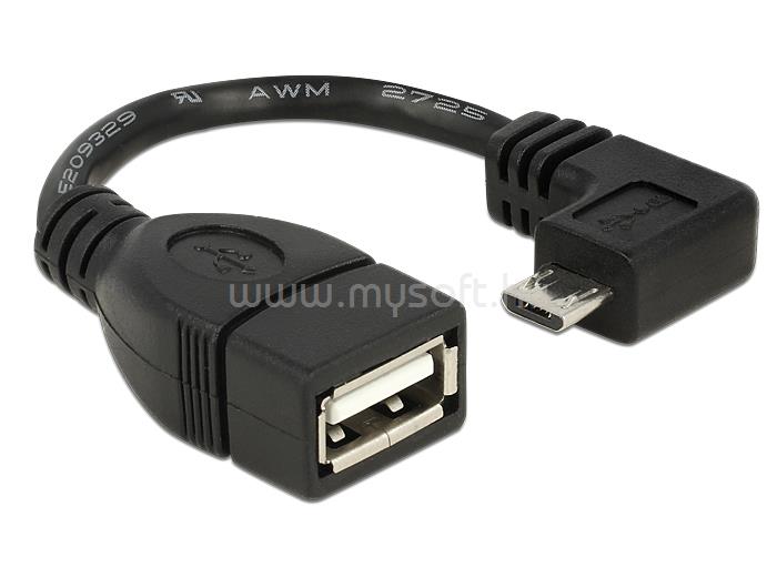 DELOCK kábel USB micro-B male 90 fokos to USB 2.0-A female OTG, 11cm