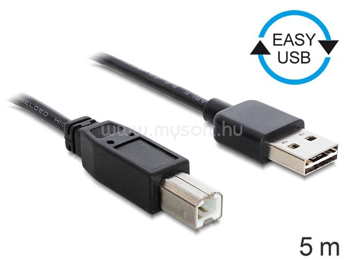 DELOCK EASY-USB 2.0-s A-típusú csatlakozódugó > USB 2.0-s B-típusú csatlakozódugó fekete kábel 5 m