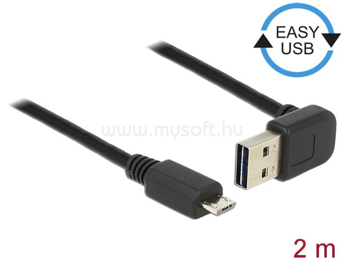 DELOCK EASY-USB 2.0-s A típusú dugó, ívelt felfelé / lefelé > USB 2.0-s Micro-B-típusú dugó kábel 2 m