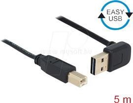 DELOCK EASY-USB 2.0-s A típusú dugó, ívelt felfelé / lefelé > USB 2.0-s B-típusú dugó kábel 5 m DL83542 small