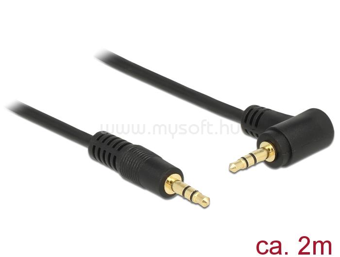 DELOCK Stereo Jack kábel 3.5 mm 3 pin apa > apa 2 m 90° fekete