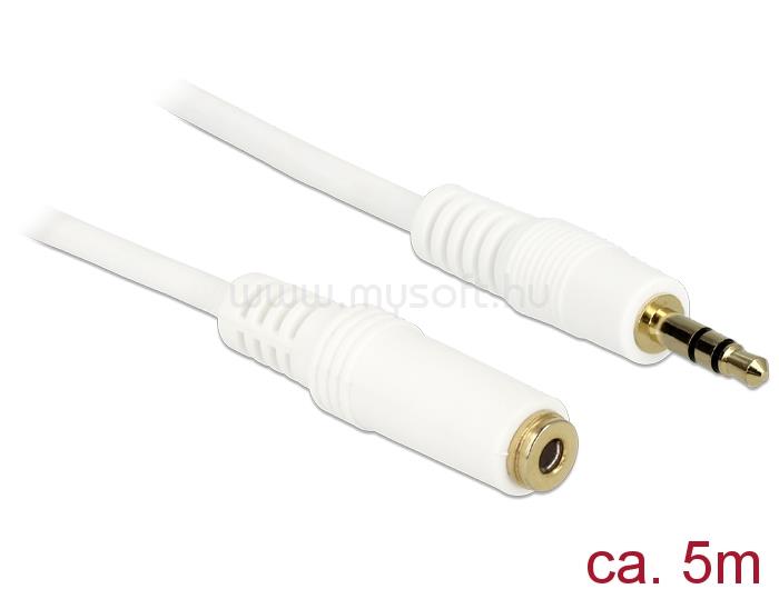 DELOCK Stereo Jack hosszabbító kábel 3.5 mm 3 pin apa > anya 5 m fehér