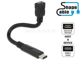DELOCK kábel USB 2.0 micro-B female to USB 2.0 Type-C male Shapecable, 15cm DL83929 small