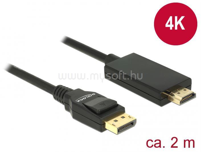 DELOCK kábel Displayport 1.2 male to HDMI male 4K passzív, 2m, fekete