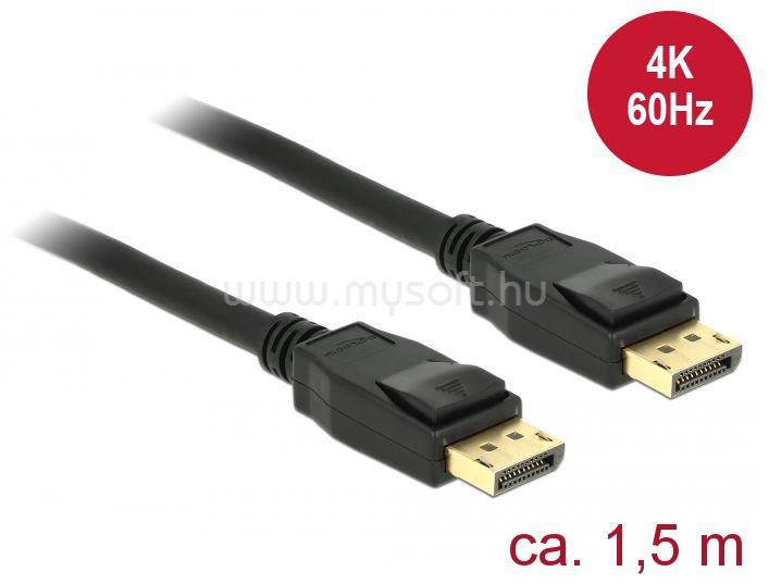 DELOCK kábel Displayport 1.2 male/male összekötő 4K 60Hz, 1.5m, fekete