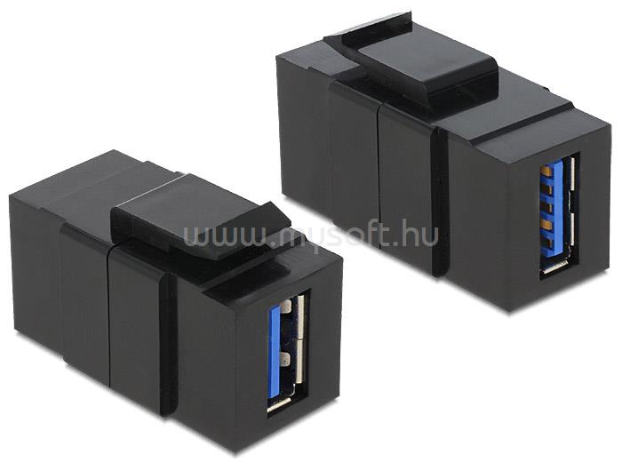 DELOCK USB 3.0 A anya > USB 3.0 A anya fekete Keystone modul adapter