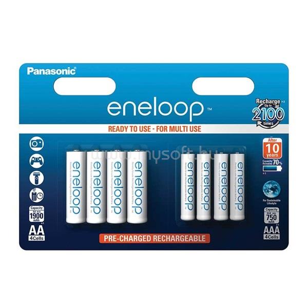 ENELOOP Panasonic 4x1900mAh AA ceruza és 4x750mAh AAA mikro ceruza akkumulátor csomag