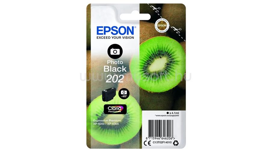 EPSON 202 Eredeti fotó fekete Kiwi Claria Premium tintapatron (400 oldal)