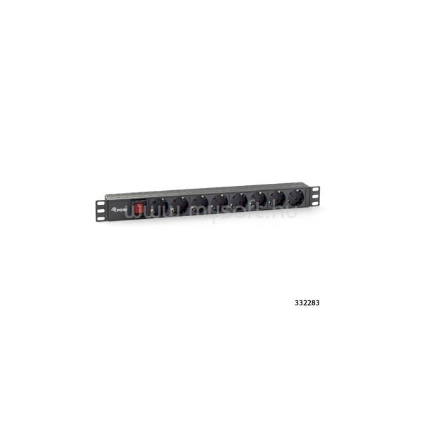 EQUIP Rack Kiegészítő - 333283 (Hálózati elosztó (PDU), 1U(19"), 8 x Schuko, kapcsoló, fekete)