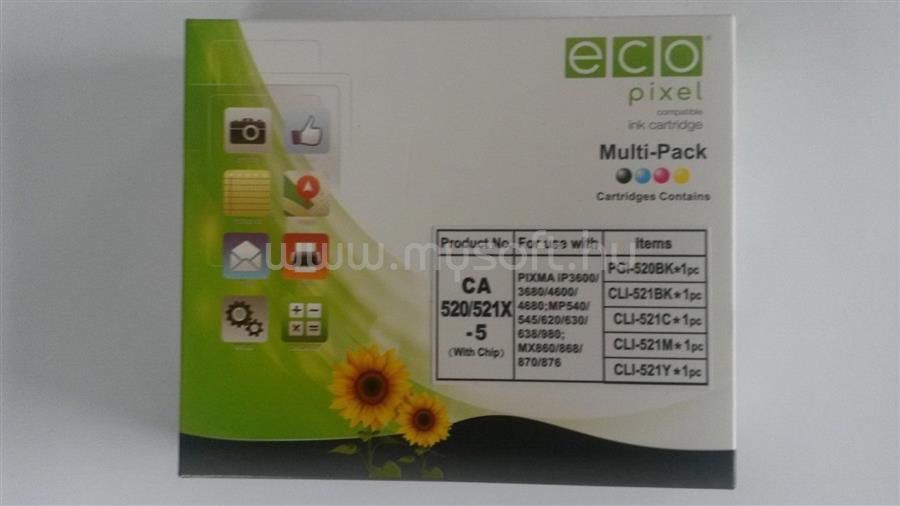 ECOPIXEL CANON CLI521 Multipack BKCMY 5 db-os