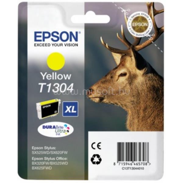 EPSON T1304 XL Eredeti sárga Szarvas DURABrite Ultra extra nagy kapacitású tintapatron (10,1 ml)
