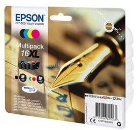 EPSON 16 XL Eredeti fekete/cián/bíbor/sárga Töltőtoll DURABrite Ultra extra nagy kapacitású multipakk tintapatronok (1x500 oldal/3x450 oldal) C13T16364012 small