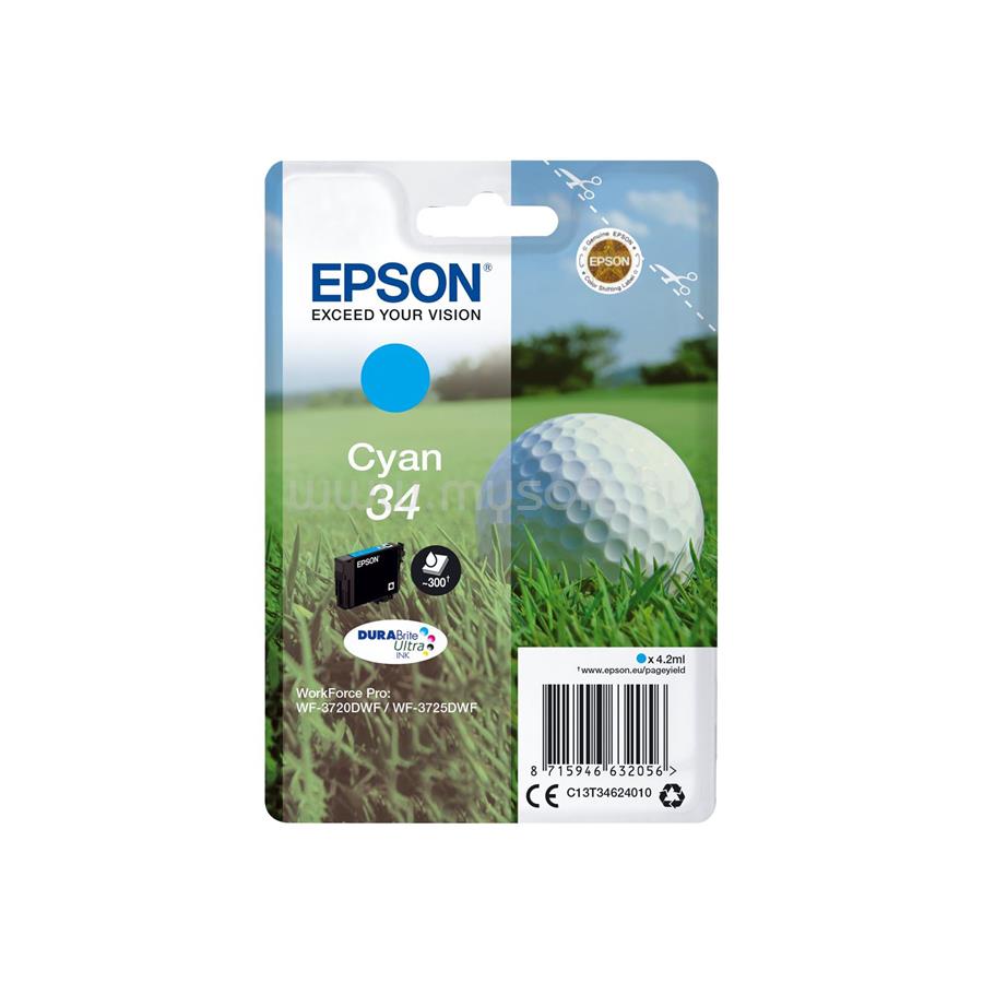 EPSON 34 Eredeti cián Golflabda DURABrite Ultra tintapatron (300 oldal)