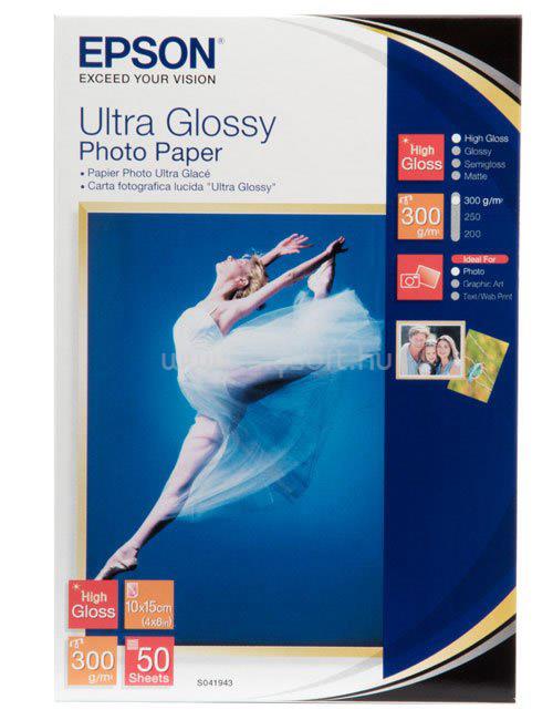 EPSON ultra fényes fotópapír (10x15, 50 lap, 300g)