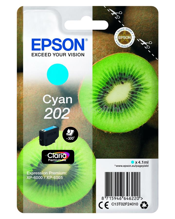 EPSON 202 Eredeti cián Kiwi Claria Premium tintapatron (300 oldal)