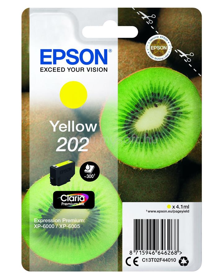 EPSON 202 Eredeti sárga Kiwi Claria Premium tintapatron (300 oldal)