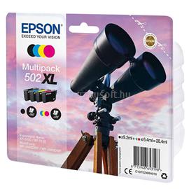 EPSON 502XL Eredeti fekete/cián/bíbor/sárga Távcső nagy kapacitású multipakk tintapatronok (1x550 oldal/3x470 oldal) C13T02W64010 small