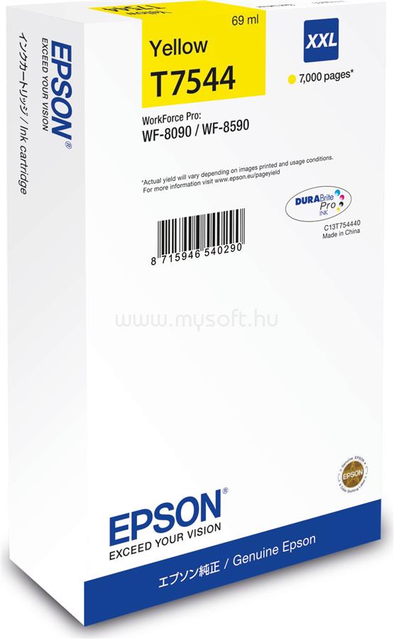 EPSON T7544 XXL Eredeti sárga DURABrite Pro extra nagy kapacitású tintapatron (7 000 oldal)