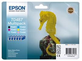 EPSON T0487 Eredeti fekete/cián/bíbor/sárga/világos cián/világos bíbor Vízicsikó tintapatron (6x13 ml) C13T04874010 small