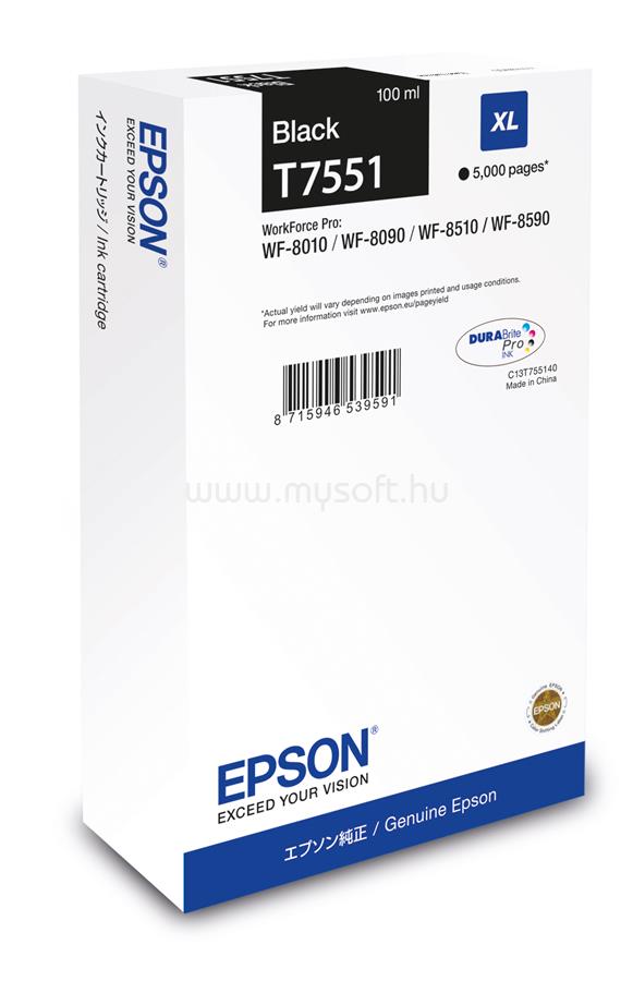 EPSON T7551 XL Eredeti fekete DURABrite Pro extra nagy kapacitású tintapatron (100 ml)