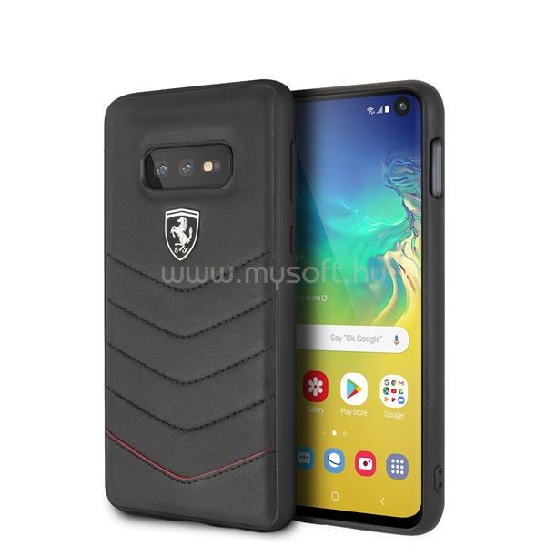 FERRARI Heritage Samsung S10 Lite tűzdelt bőr kemény fekete tok