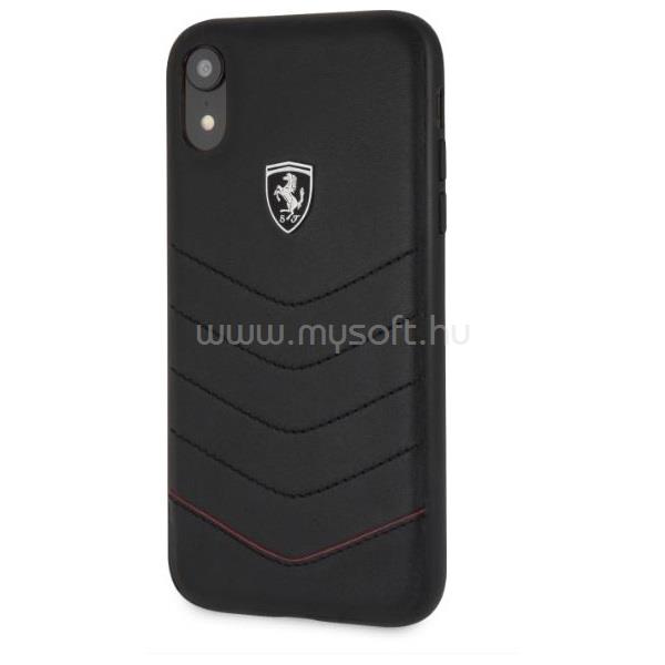 FERRARI Heritage iPhone XR tüzdelt valódi bőr kemény fekete tok