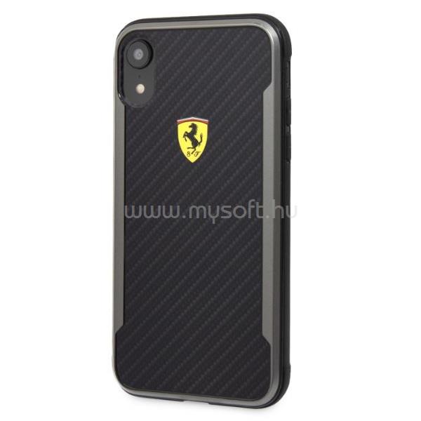 FERRARI SF Racing Shield Iphone XR nyomott karbon hatású fekete tok