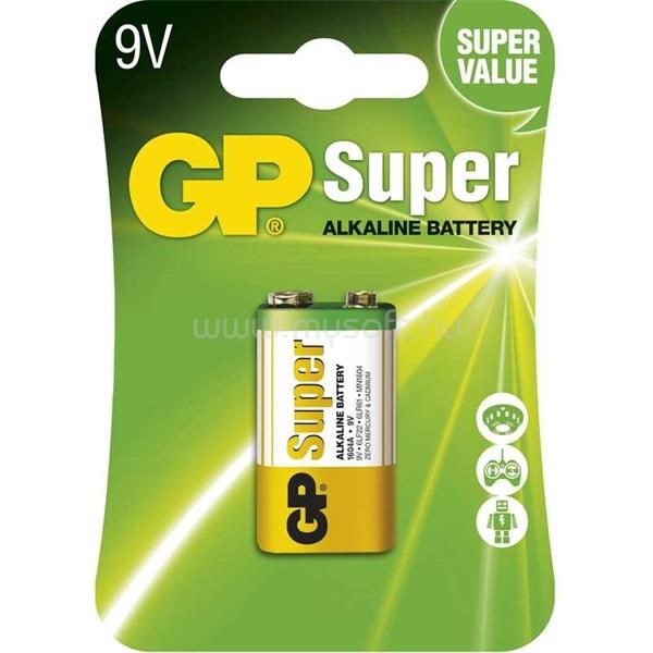 GP BATTERIES Super alkáli 9V, 1db/bliszter 1604A elem