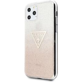GUESS iPhone 11 Pro Max csillámos folyadékos háromszöges rózsaszín TPU tok GUHCN65SGTLPI small