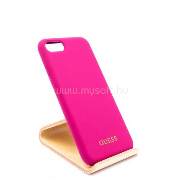 GUESS iPhone 8 arany logóval szilikon pink tok