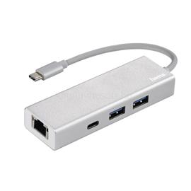 HAMA Type-C USB HUB (2x USB, 1x USB TYPE-C, 1x LAN) ezüst 135757 small