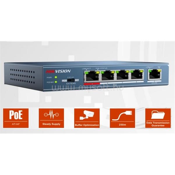 HIKVISION Switch PoE - DS-3E0105P-E (4 port 100Mbps, 58W, 1 uplink port, L2)