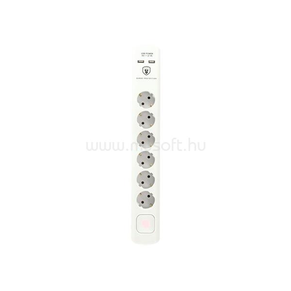 HOME NVT 06K USB/WH 6-os túlfeszültség védett elosztó