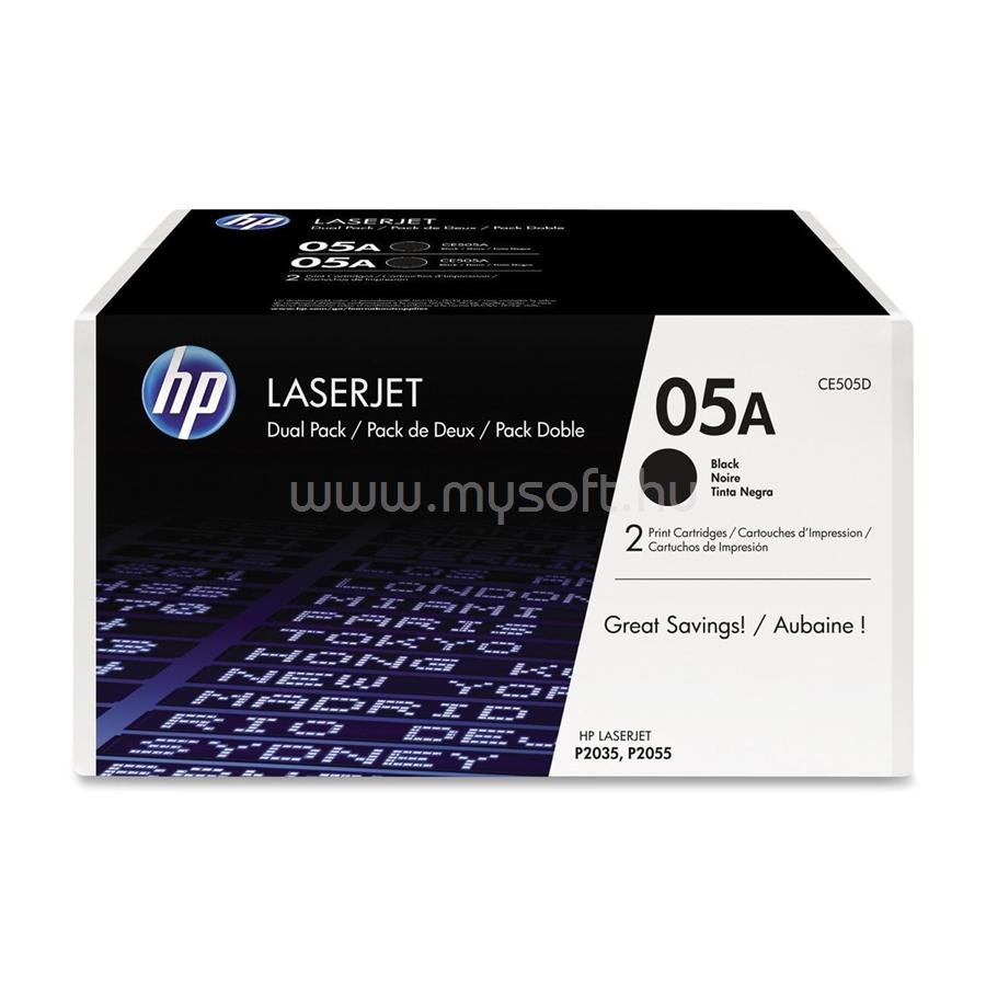 HP 05A Eredeti fekete LaserJet multipakk tonerkazetták (2x2300 oldal)